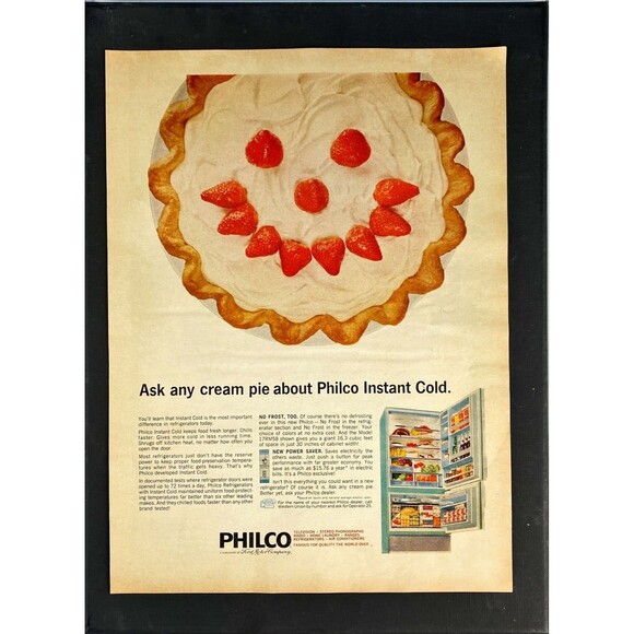 Philco Instant Cold Refrigerators "Ask any cream pie about Instant Cold" Ad 1965 - Picture 3 of 3